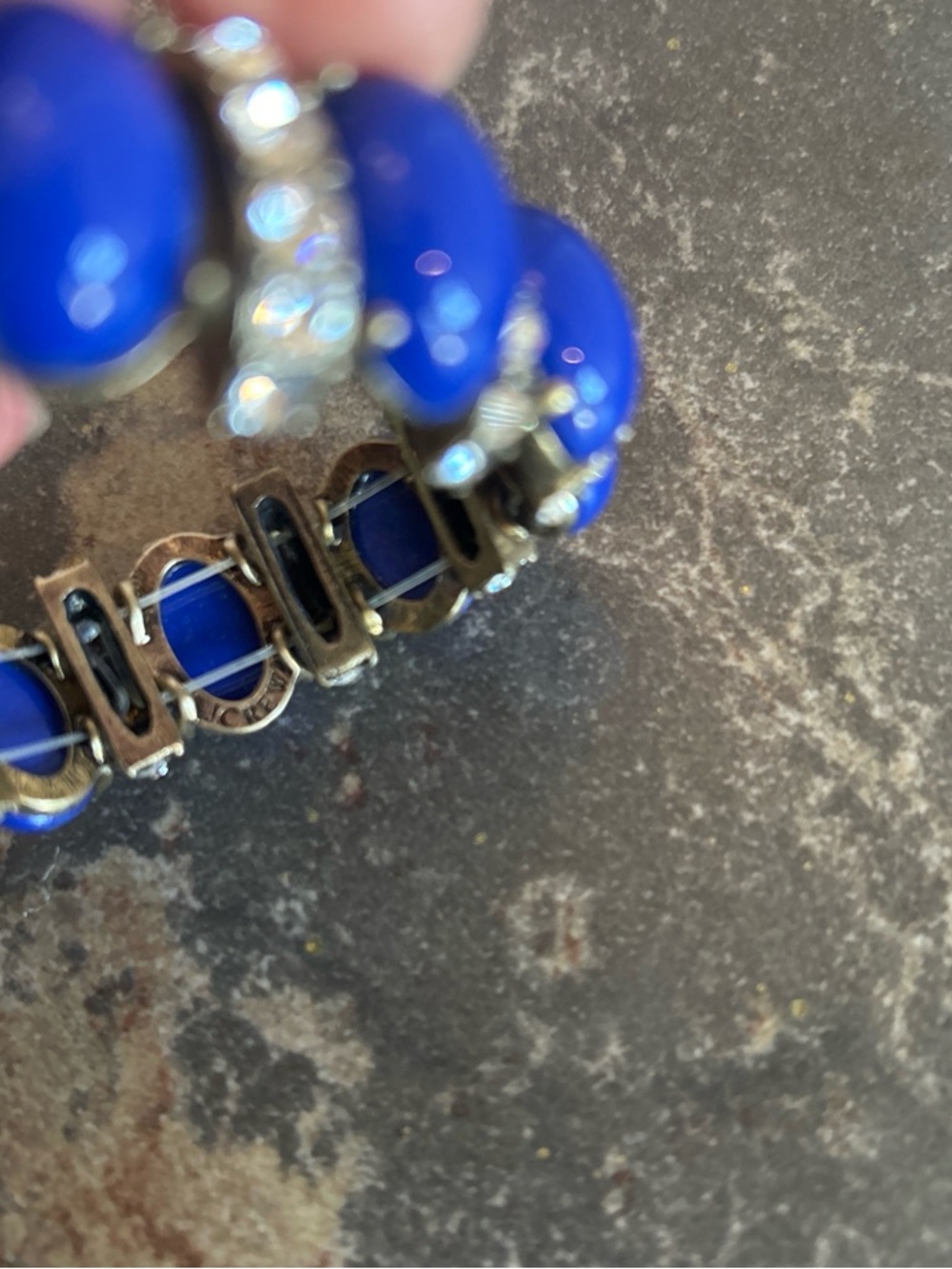 J. Crew Blue Cabochon and Crystal Stretch Bracelet - Women Jewelry - Picture 4 of 4